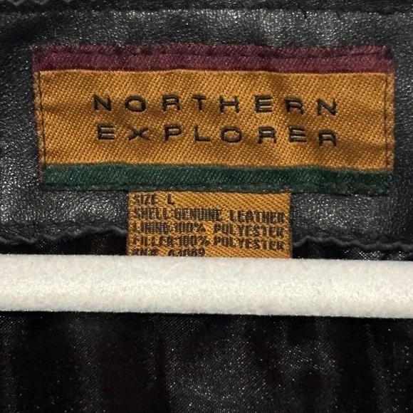 Northern‎ Explorer Mens Black VTG Leather Zip Up Jacket Biker Motorcyle Bomber L